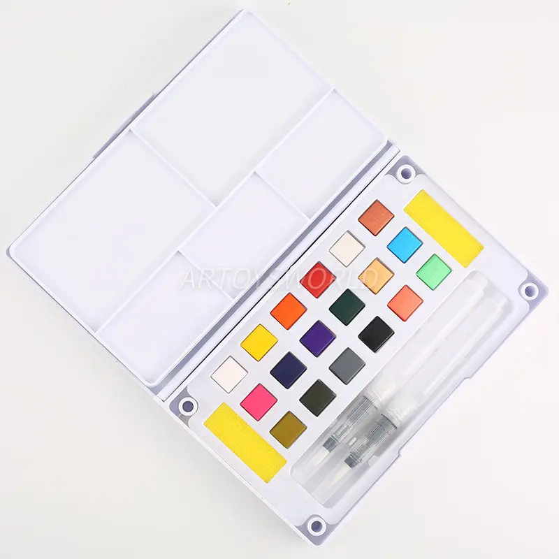 18 Color Solid Watercolor Paint Set w...