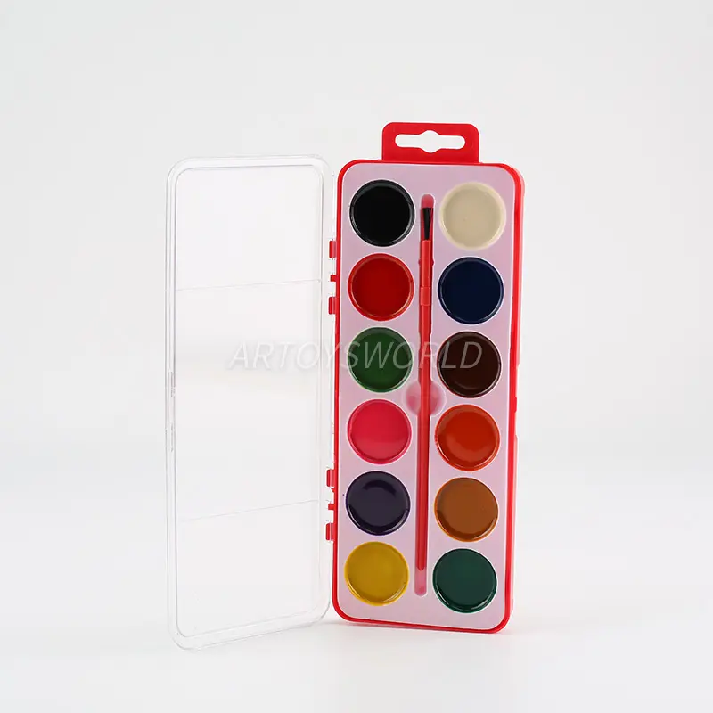 12 Color Semi-Dry Watercolor Set with...