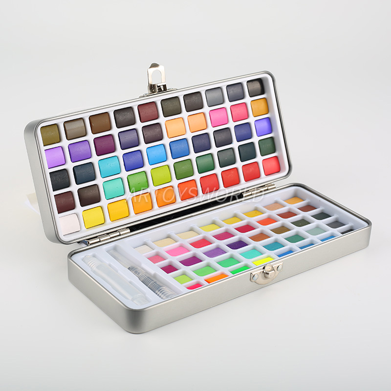 Premium 90-Color Solid Watercolor Set with Iron Tin Case