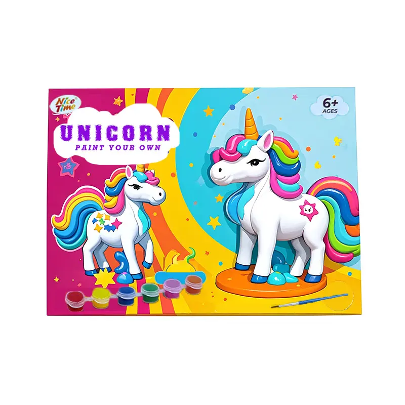 Children's piggy bank unicorn large set statue painted stickers