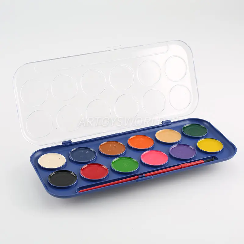 12 Color Semi-Dry Watercolor Set with...