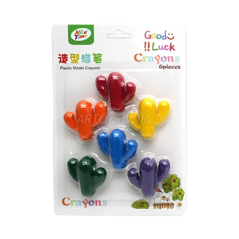 6-Color Cartoon-Shaped Crayons Set - Fun car, Flower, Star, and plant Designs for Kids