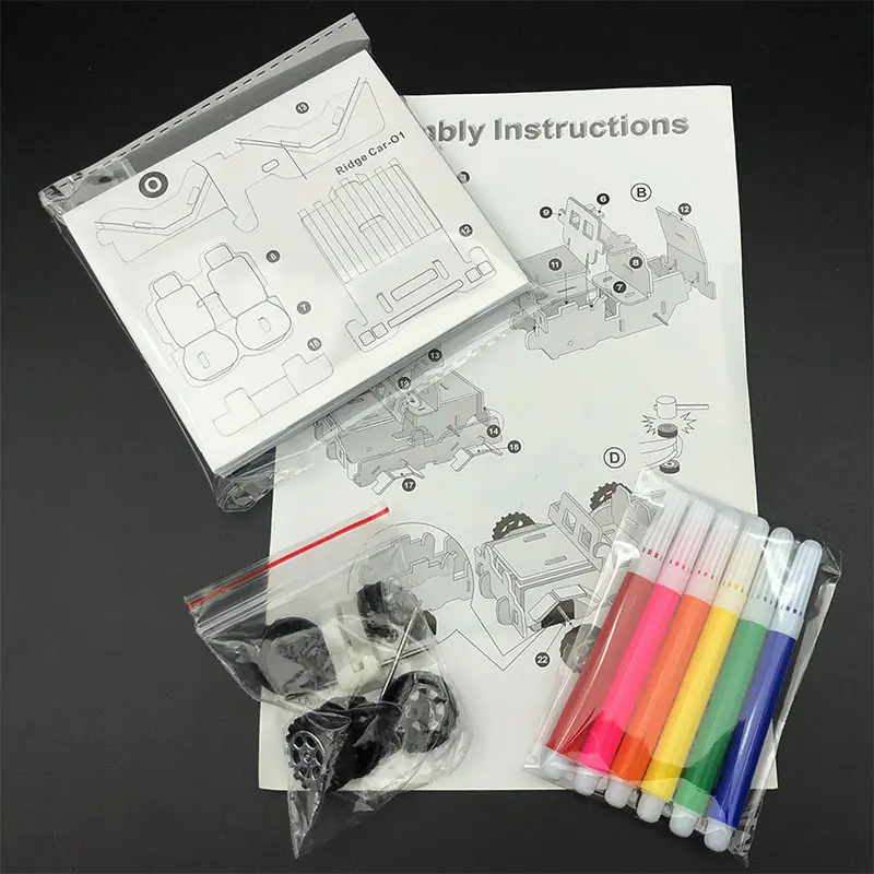 3D puzzle painted pull-back car set